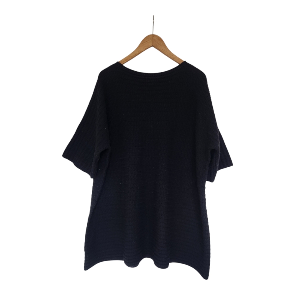Eskandar Boxy Oversize Sweater Textured Handloomed Merino Wool Black Luxury OS